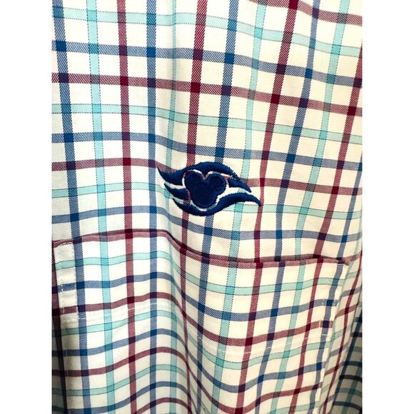Peter Millar Disney Collection Mens L L/S Button-Down Plaid Shirt Red/White/Blue - Picture 3 of 8